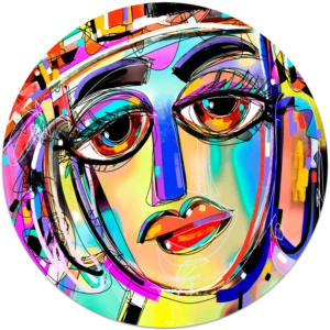 01N1 - Colorful Face - Fotokunst Wandcirkel