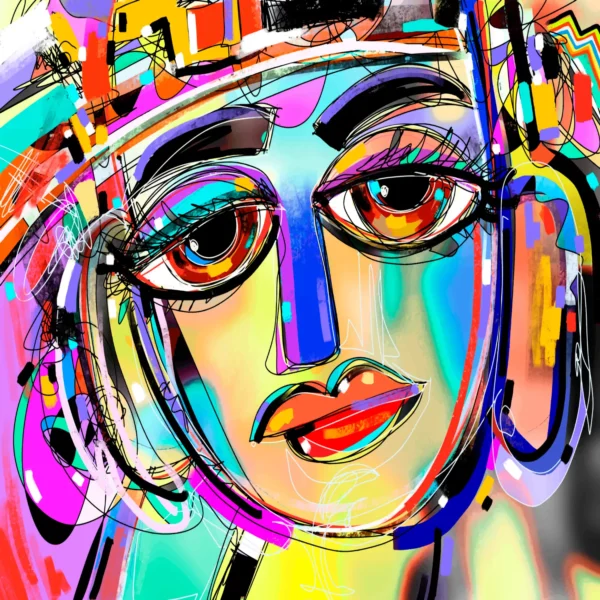 01N1 - Colorful Face - Fotokunst Wanddecoratie Vierkant