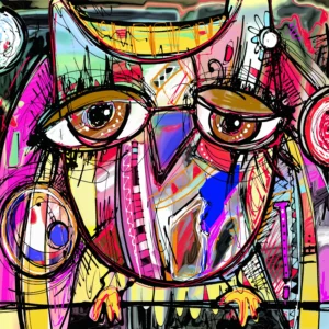 Owl Abstract - Fotokunst Wanddecoratie Vierkant