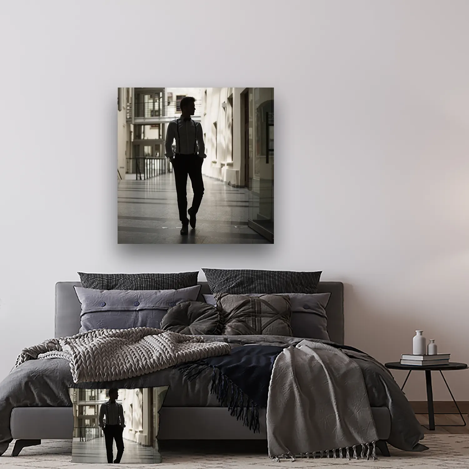Dibond Gallery 100x100 - Charming Man - Fotokunst Wanddecoratie Vierkant - nieuw