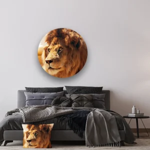 Dibond Gallery 100x100 - Furry Lion - Fotokunst Wandcirkel - nieuw