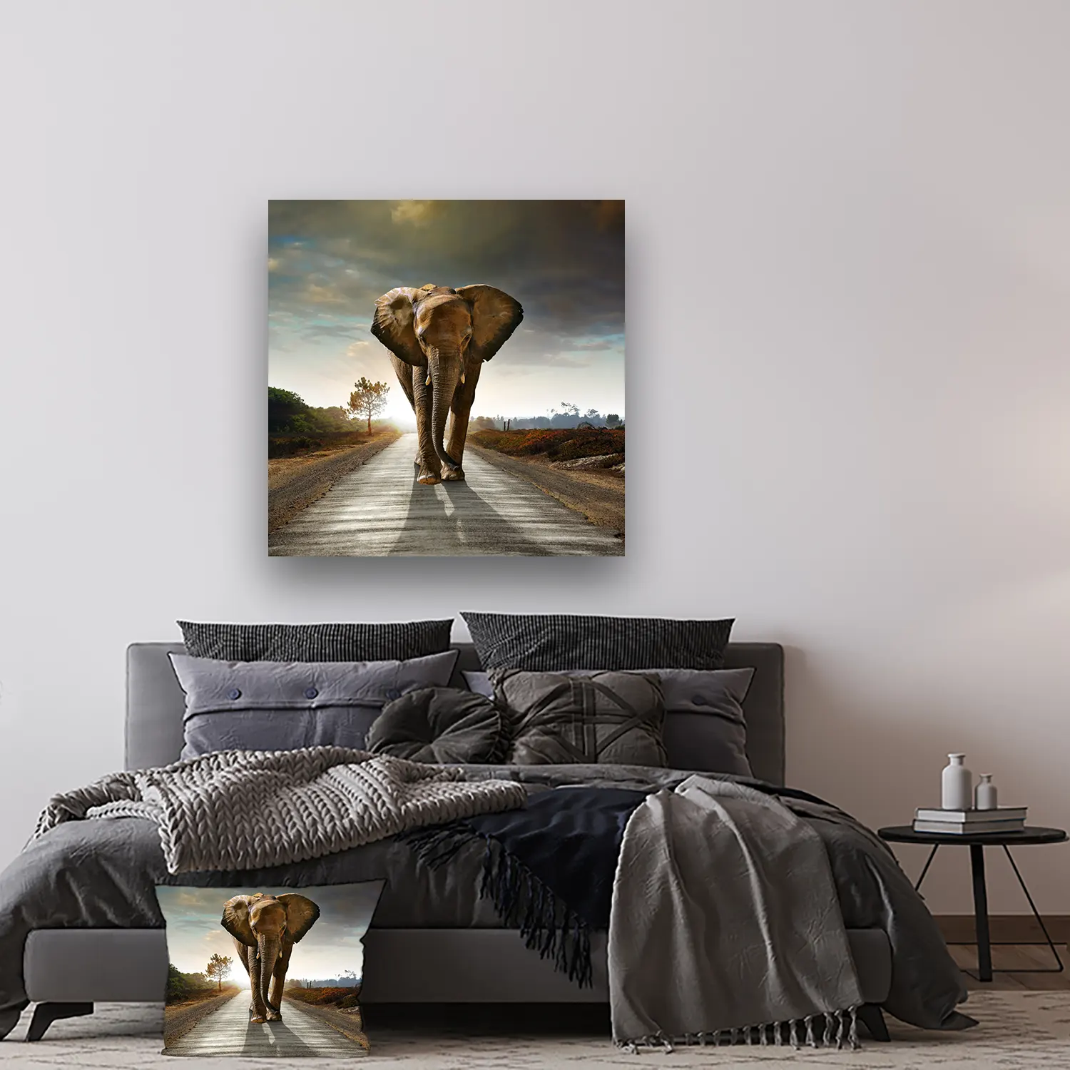 Dibond Gallery 100x100 - Lost Elephant - Fotokunst Wanddecoratie Vierkant - nieuw