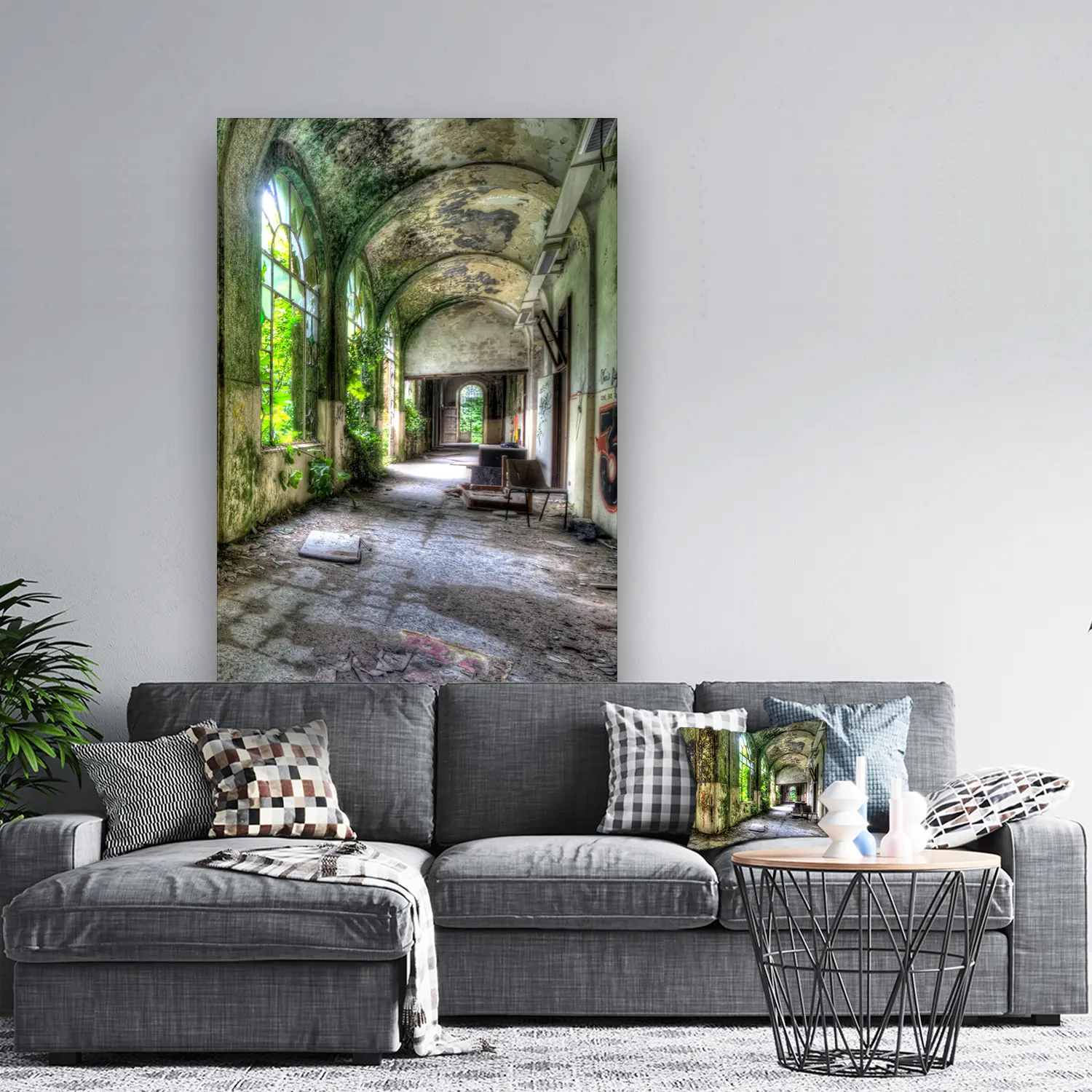 Dibond Gallery 120x180 - Urbex Hallway - Fotokunst Wanddecoratie Verticaal - nieuw
