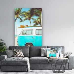 Dibond Gallery 120x180 - VW Beach Bus - Fotokunst Wanddecoratie Verticaal - nieuw