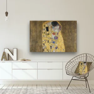 Dibond Gallery 120x80 - Gustav Klimt The Kiss - Fotokunst Wanddecoratie Horizontaal - nieuw
