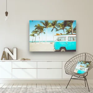 Dibond Gallery 120x80 - VW Beach Bus - Fotokunst Wanddecoratie Horizontaal - nieuw