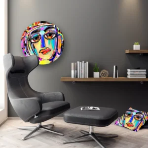 Dibond Gallery 60x60 - Colorful Face - Fotokunst Wandcirkel - nieuw
