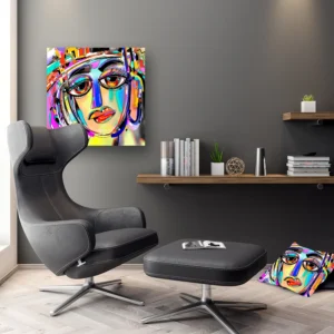 Dibond Gallery 60x60 - Colorful Face - Fotokunst Wanddecoratie Vierkant - nieuw