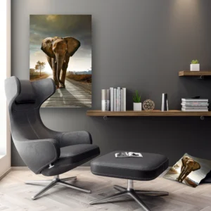 Dibond Gallery 60x90 - Lost Elephant - Fotokunst Wanddecoratie Verticaal