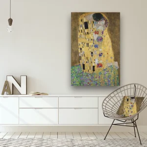 Dibond Gallery 80x120 - Gustav Klimt The Kiss - Fotokunst Wanddecoratie Verticaal - nieuw
