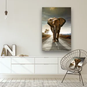 Dibond Gallery 80x120 - Lost Elephant - Fotokunst Wanddecoratie Verticaal - nieuw