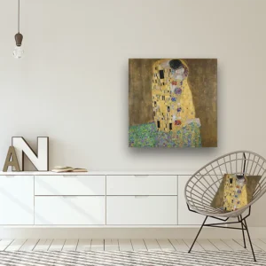 Dibond Gallery 80x80 - Gustav Klimt The Kiss - Fotokunst Wanddecoratie Vierkant - nieuw