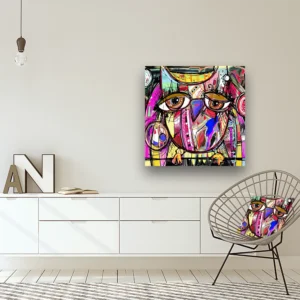 Dibond Gallery 80x80 - Owl Abstract - Fotokunst Wanddecoratie Vierkant - nieuw