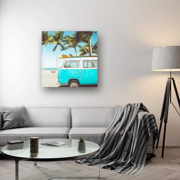 Size Variation 100x100 - VW Beach Bus - Fotokunst Wanddecoratie Vierkant
