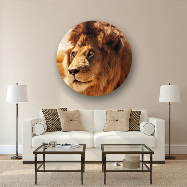 Size Variation 120x120 - Furry Lion - Fotokunst Wandcirkel