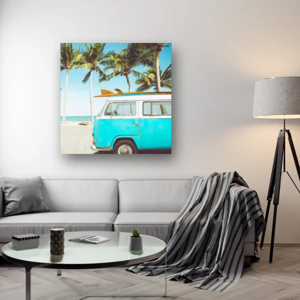 Size Variation 120x120 - VW Beach Bus - Fotokunst Wanddecoratie Vierkant