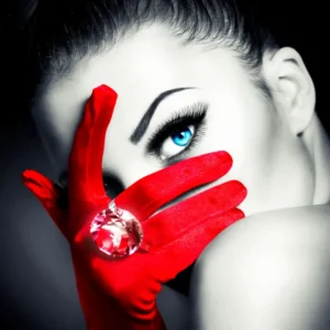 Red Glove Mystery - Fotokunst Wanddecoratie Verticaal