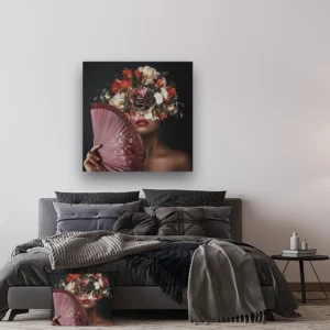 Dibond Gallery 100x100 - Fan & Flowers - Fotokunst Wanddecoratie Vierkant