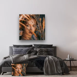 Dibond Gallery 100x100 - Sun-Kissed Woman - Fotokunst Wanddecoratie Vierkant