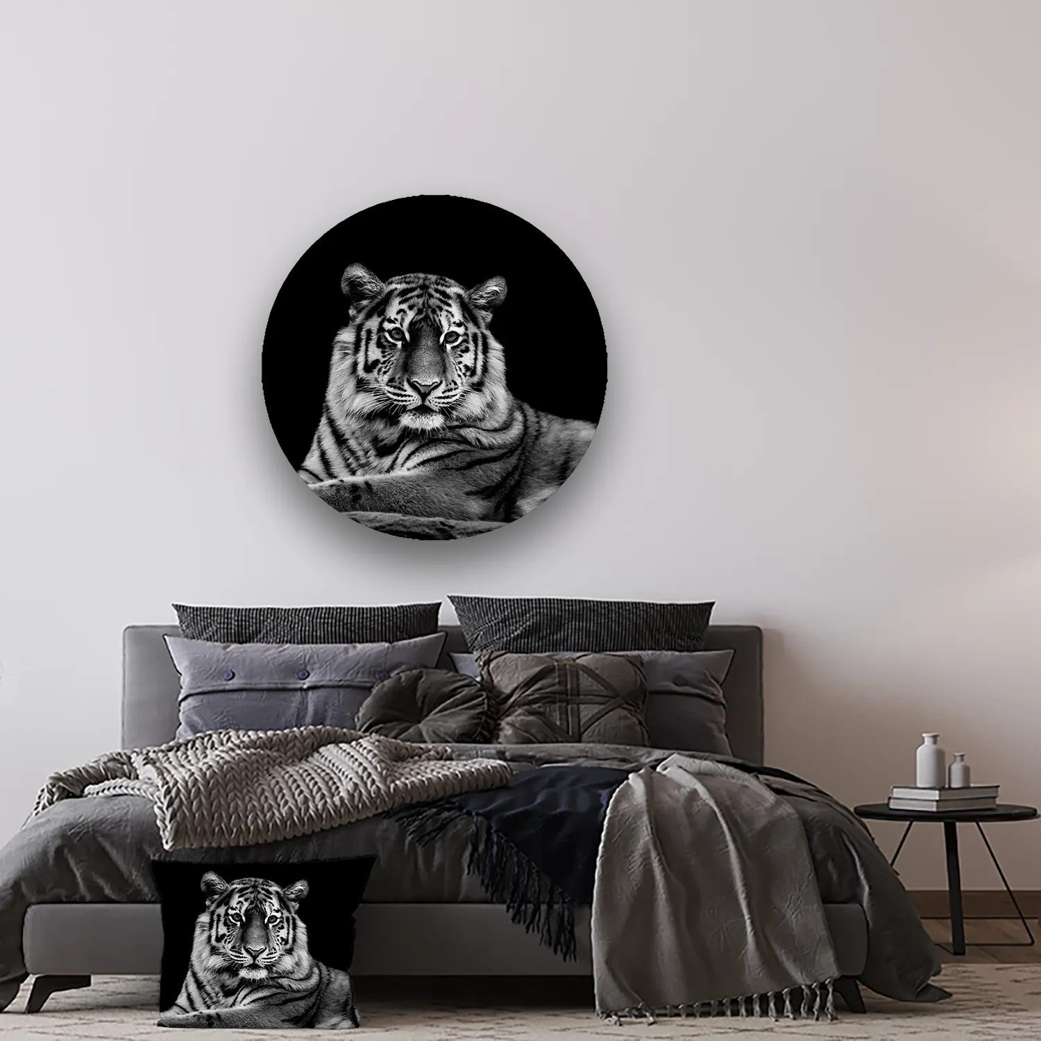 Dibond Gallery 100x100 - The Tiger - Fotokunst Wandcirkel