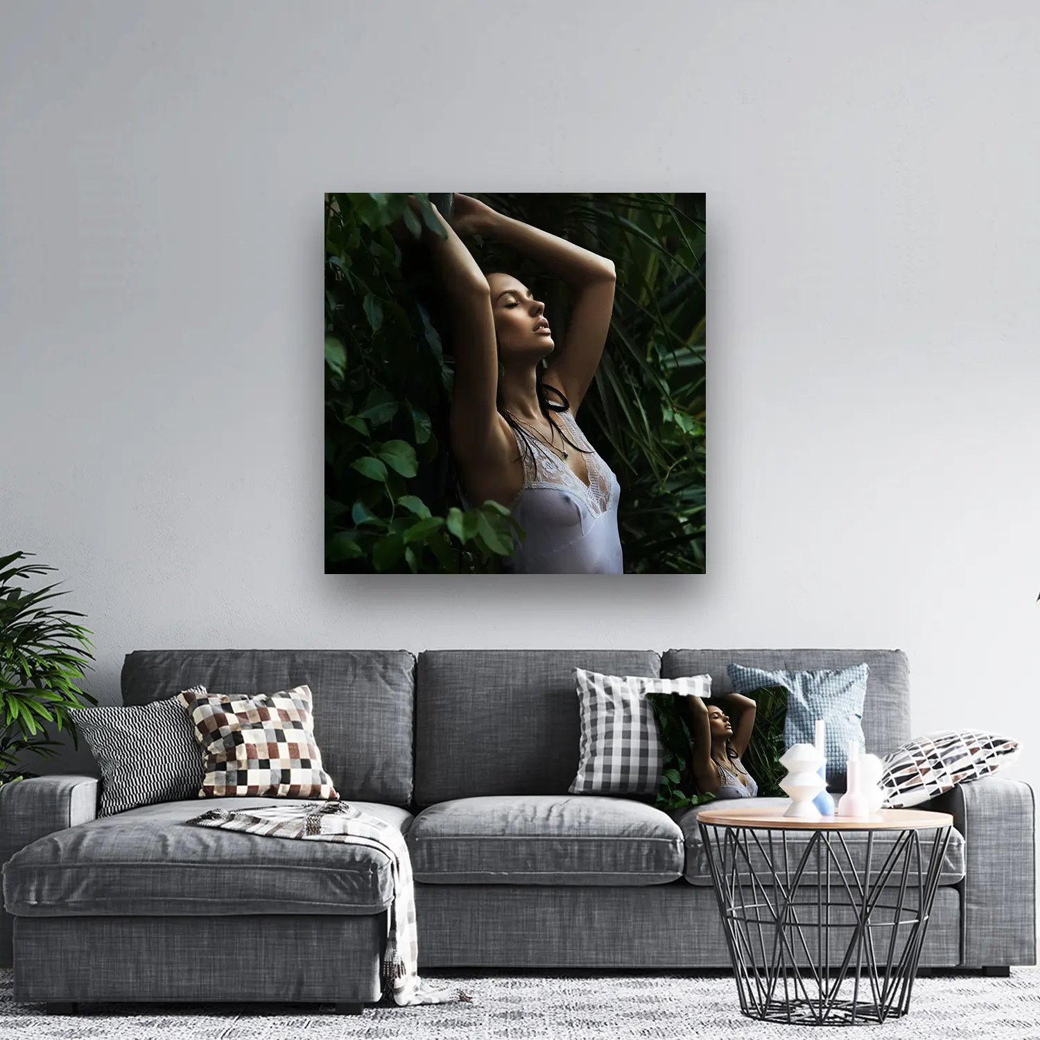 Dibond Gallery 120x120 - Sensual Forest Girl - Fotokunst Wanddecoratie Vierkant