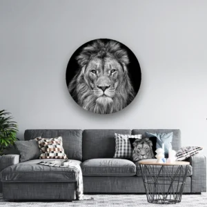 Dibond Gallery 120x120 - The Lion - Fotokunst Wandcirkel