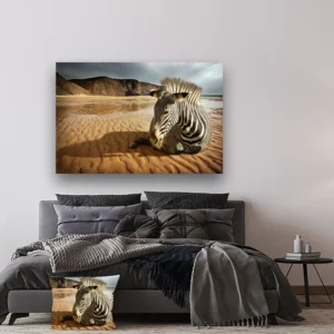 Dibond Gallery 150x100 - Beach Zebra - Fotokunst Wanddecoratie Horizontaal
