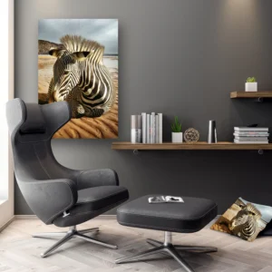Dibond Gallery 60x90 - Beach Zebra - Fotokunst Wanddecoratie Verticaal