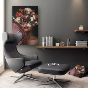 Dibond Gallery 60x90 - Fan & Flowers - Fotokunst Wanddecoratie Verticaal