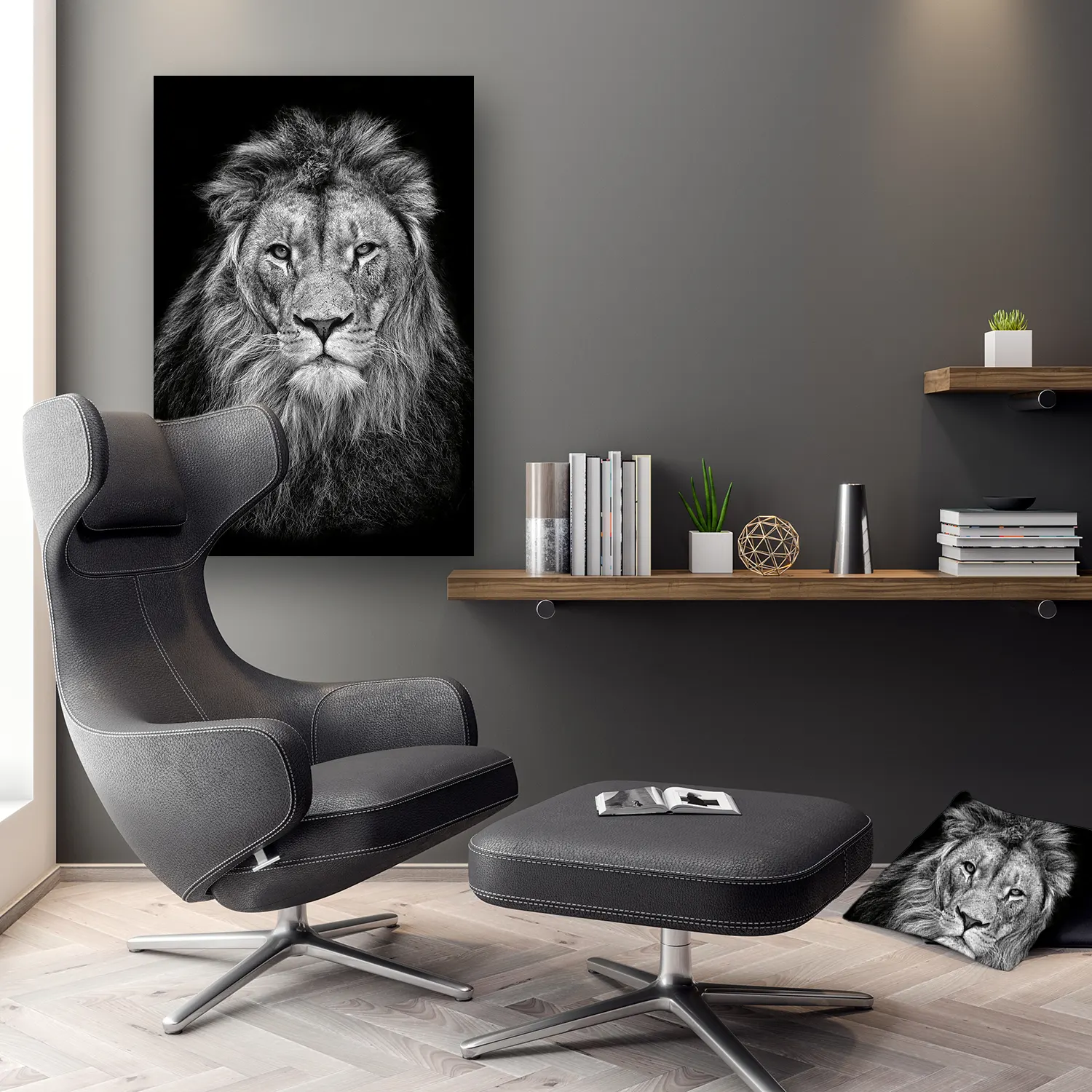 Dibond Gallery 60x90 - The Lion - Fotokunst Wanddecoratie Verticaal