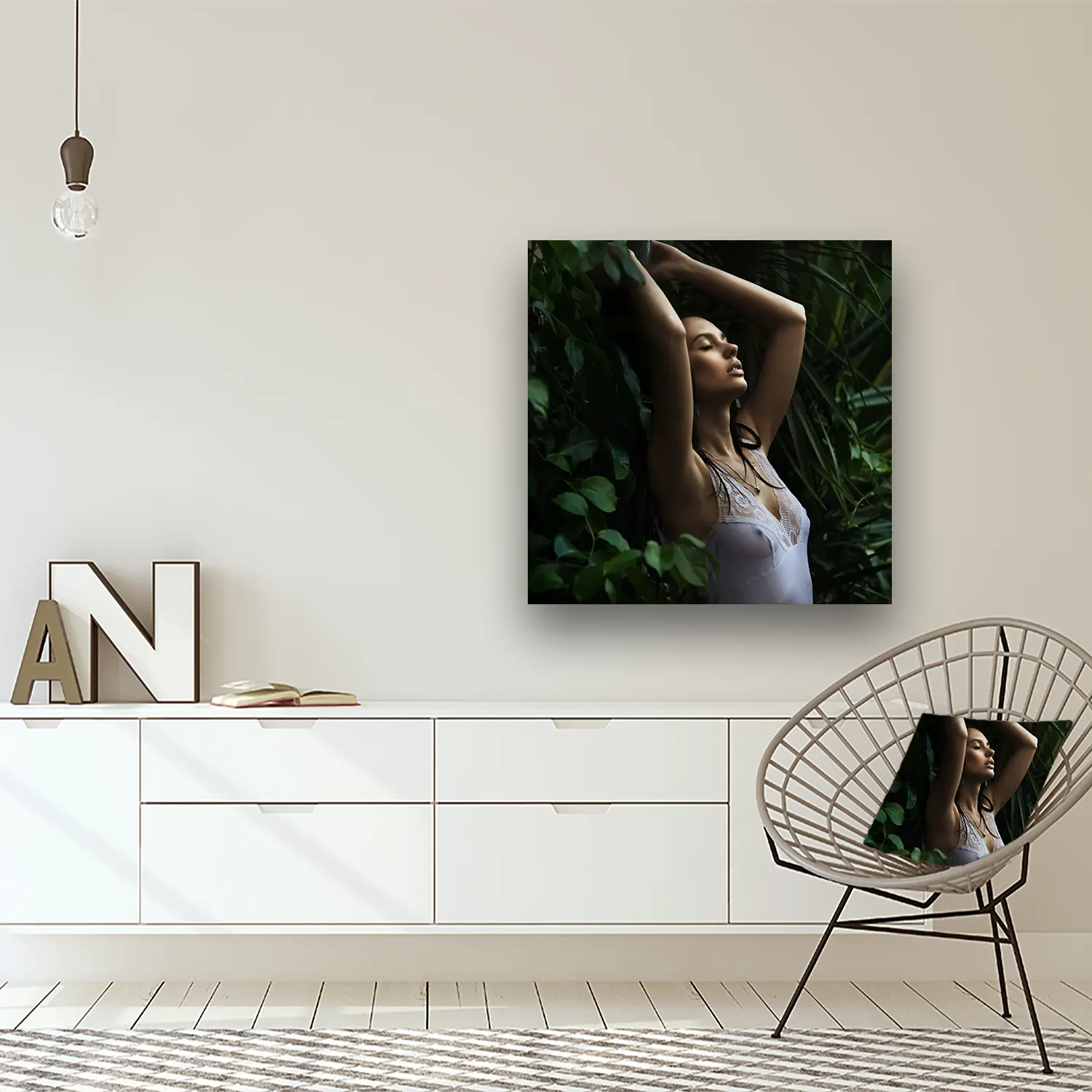 Dibond Gallery 80x80 - Sensual Forest Girl - Fotokunst Wanddecoratie Vierkant