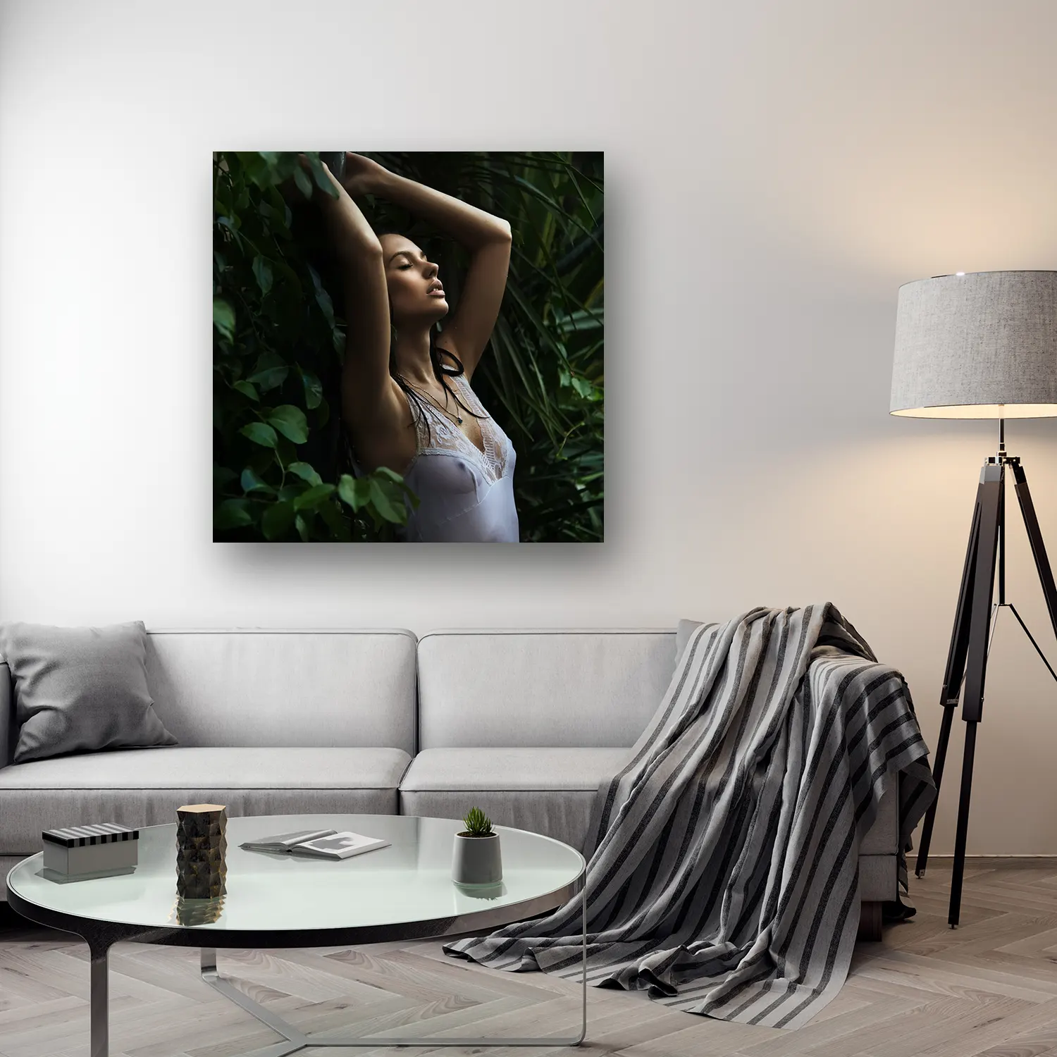 Size Variation 120x120 - Sensual Forest Girl - Fotokunst Wanddecoratie Vierkant