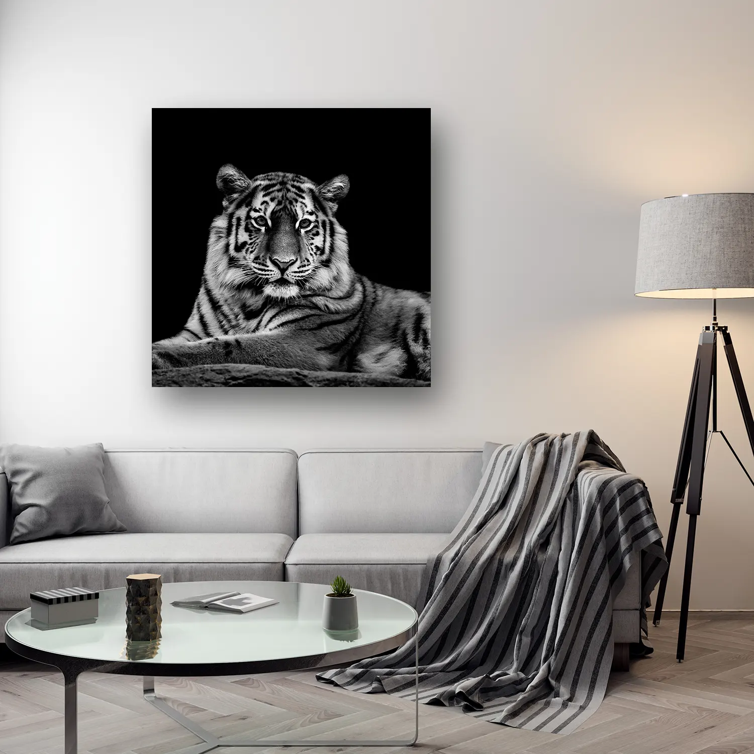 Size Variation 120x120 - The Tiger - Fotokunst Wanddecoratie Vierkant