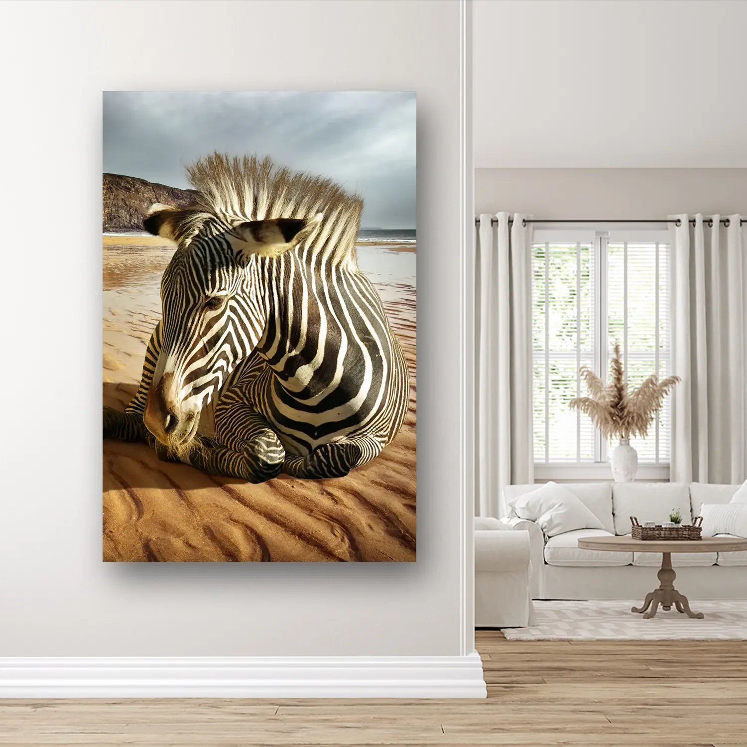 Size Variation 120x180 - Beach Zebra - Fotokunst Wanddecoratie Verticaal