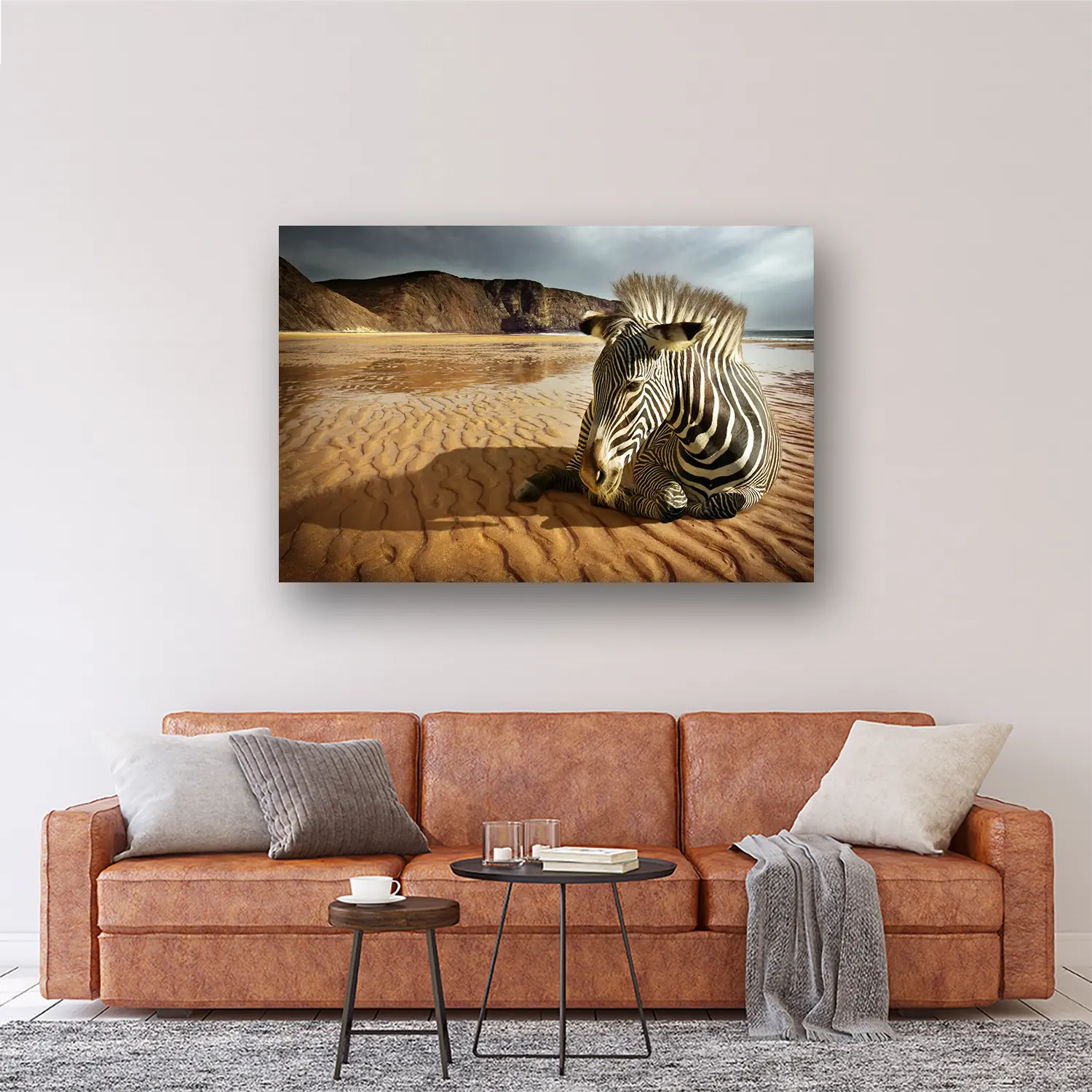 Size Variation 150x100 - Beach Zebra - Fotokunst Wanddecoratie Horizontaal