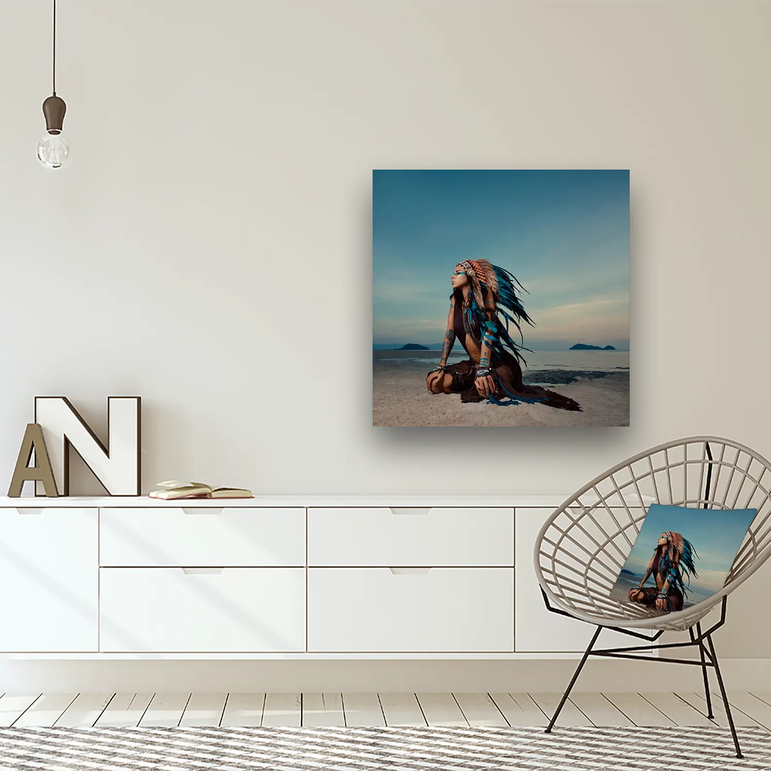 Dibond Gallery 80x80 - Native American Beach - Fotokunst Wanddecoratie Vierkant